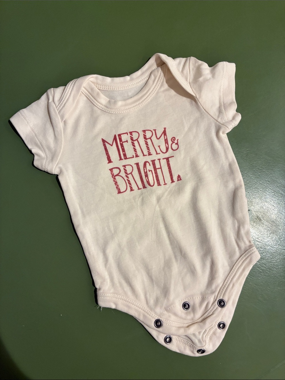 Cream "Merry & Bright" Baby One-Piece Bodysuit - Festive Red Graphic